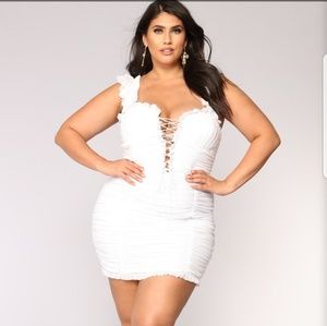 White Ruched Angel Party dress